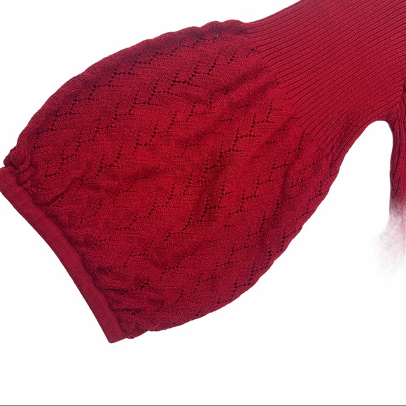 Mimi Chica Crochet Sweater Red SZ L - Picture 6 of 7
